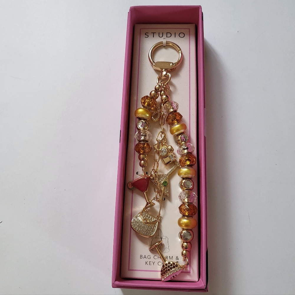 Golden Crystals bag Charm